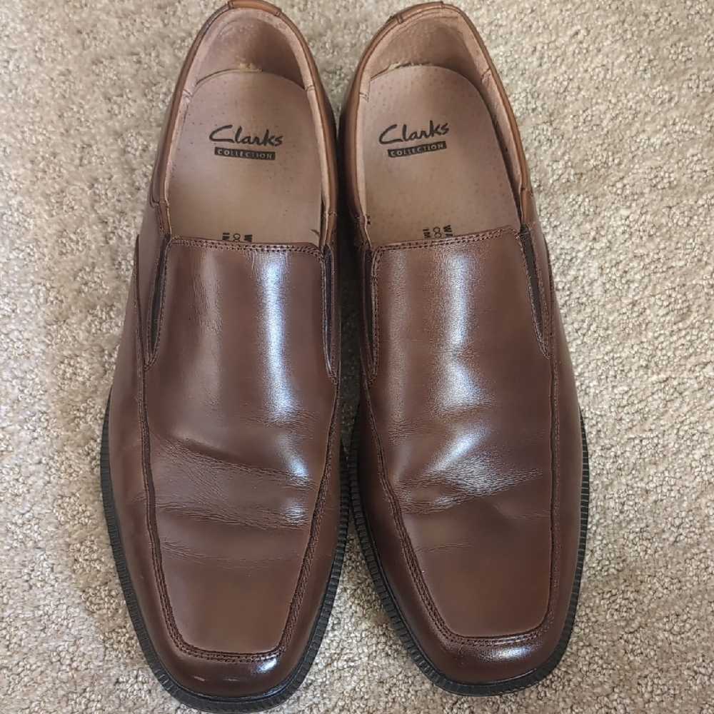 Clarks Men's Brown Leather Loafer Shoes sz 11